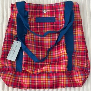♥️ 18"x12" Tommy Hilfiger Vibrant Plaid Foldable Tote
